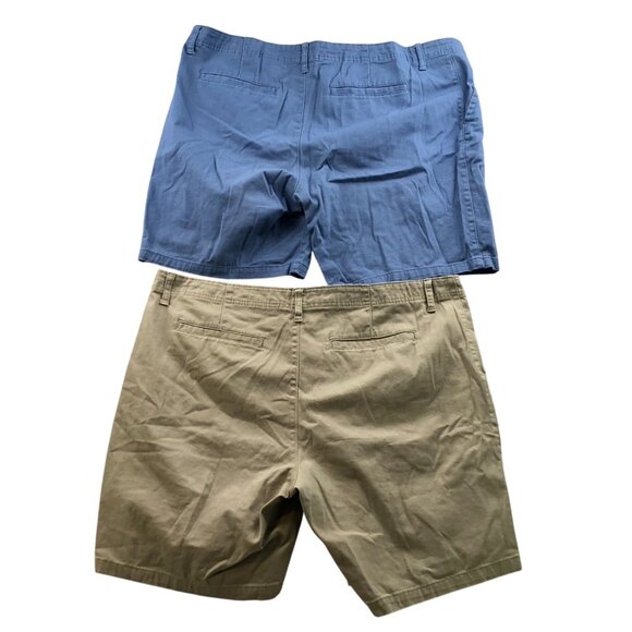 George Mens Shorts Size 42 Lot Of Two Casual Summer Chino Classic Khaki Tan Blue - Picture 2 of 16